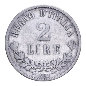 reverse: VITT. EMANUELE II (1861-1878) 2 LIRE 1863 NAPOLI VALORE NC AG. 9,60 GR. MB-BB
