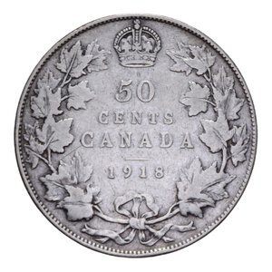 reverse: CANADA GIORGIO V 50 CENTS 1918 AG. 11,46 GR. qBB