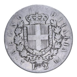 reverse: VITT. EMANUELE II (1861-1878) 2 LIRE 1863 TORINO STEMMA AG. 9,68 GR. MB-BB