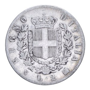 reverse: VITT. EMANUELE II (1861-1878) 2 LIRE 1863 NAPOLI STEMMA AG. 9,83 GR. MB-BB