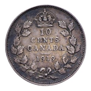 reverse: CANADA GIORGIO V 10 CENTS 1919 AG. 2,29 GR. BB/BB+