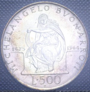 reverse: 500 LIRE 1975 MICHELANGELO BUONARROTI AG. 11 GR. IN FOLDER FDC