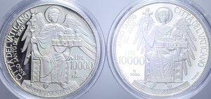 reverse: GIOVANNI PAOLO II (1978-2005) 10000+10000 LIRE 2000 DITTICO VERSO ANNO SANTO AG. IN COFANETTO PROOF