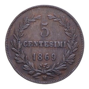 reverse: VECCHIA MONETAZIONE 5 CENT. 1869 CU 4,86 GR. BB