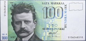 reverse: FINLANDIA 100 MARKKAA 1986 SPL