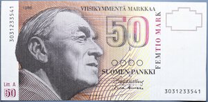 reverse: FINLANDIA 50 MARKKAA 1986 SPL