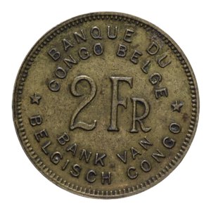 reverse: CONGO BELGA 2 FRANCS 1946 BA 5,09 GR. BB+