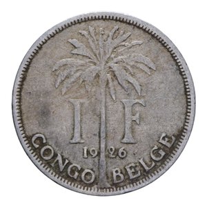 reverse: CONGO BELGA 1 FRANC 1926 NI 9,90 GR. qBB