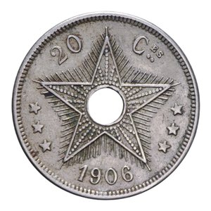 reverse: CONGO BELGA 20 CENT. 1906 NI 5,98 GR. BB+
