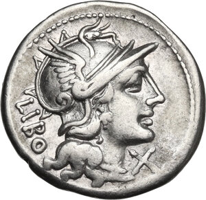 obverse: Q. Marcius Libo. Denarius, Rome mint, 148 BC