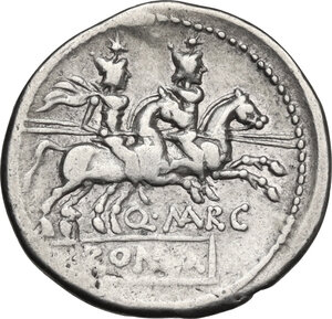 reverse: Q. Marcius Libo. Denarius, Rome mint, 148 BC