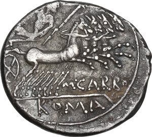 reverse: M. Papirius Carbo. Denarius, Rome mint, 122 BC