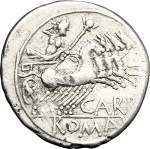 reverse: Cn. Papirius Carbo.. AR Denarius, 121 BC