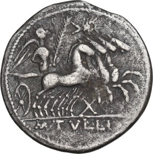 reverse: M. Tullius. Denarius, Rome mint, 120 BC