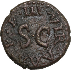 reverse: Augustus (27 BC - 14 AD).. AE Quadrans, 9 BC