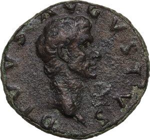 obverse: Divus Augustus (died 14 AD).. AE As, struck under Nerva, 98 AD