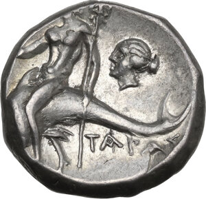 reverse: Southern Apulia, Tarentum. AR Nomos, 272-235 BC
