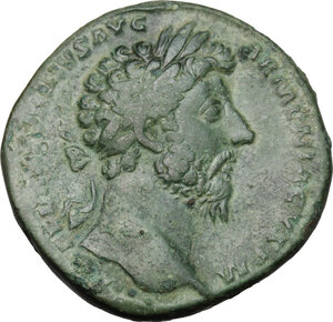 obverse: Marcus Aurelius (161-180).. AE Sestertius, 163-164