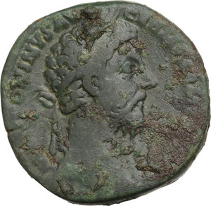 obverse: Marcus Aurelius (161-180).. AE Sestertius, 175-176