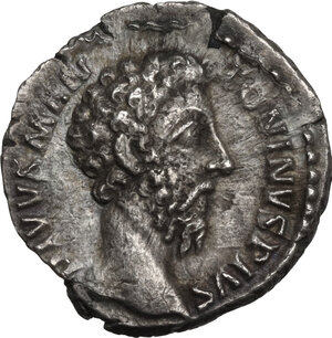 obverse: Marcus Aurelius (Divus, died 180 AD).. AR Denarius, 180 AD