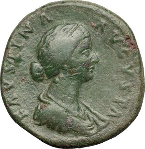 obverse: Faustina II (died 176 AD).. AE Sestertius, 161-176