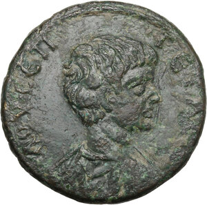 obverse: Geta as Caesar (198-209).. AE 27 mm. Marcianopolis mint (Moesia Inferior). Aurelius Gallus, consular legate