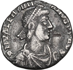 obverse: Valentinian II (375-392).. AR Siliqua, Lugdunum mint, 388-392
