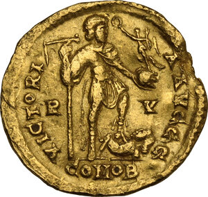 reverse: Honorius (393-423).. AV Solidus, Ravenna mint