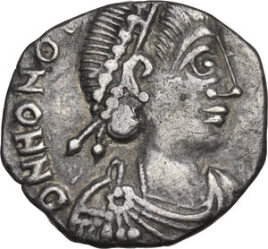 obverse: Visigoths, Gaul. Pseudo-imperial coinage. . AR Siliqua, Pseudo-Ravenna mint, in the name of Honorius, c. 415 AD