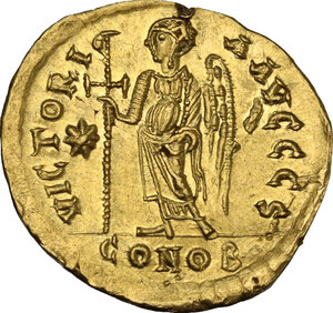 reverse: Anastasius I (491-518).. AV Solidus, 507-518. Constantinople mint, 6th officina