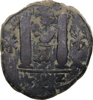 reverse: Justin I (518-527).. AE Follis, Cyzicus mint, 518-522
