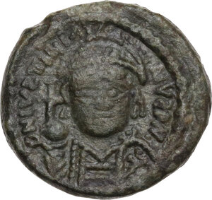 obverse: Justinian I (527-565).. AE Decanummium, Rome mint, 547-549