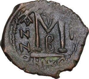 reverse: Heraclius (610-641).. AE Follis, Nicomedia mint, dated RY 1 (610)