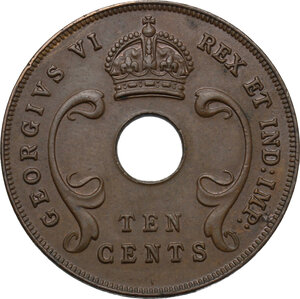 obverse: East Africa.  George VI (1936-1952).. AE 10 Cents 1941