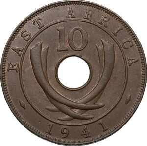 reverse: East Africa.  George VI (1936-1952).. AE 10 Cents 1941