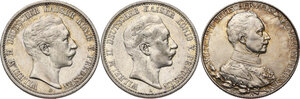 obverse: Germany.  Wilhelm II (1888-1918).. Lot of three (3) AR 2 Mark, Berlin mint, 1903, 1907, 1913