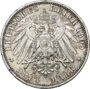 reverse: Germany.  Wilhelm II (1888-1918).. AR 3 Mark, Berlin mint, 1909 A