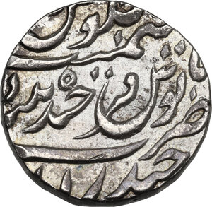 obverse: India.  Mir Mahbub Ali Khan II (1868-1911). AR Rupee AH 1299. Princely States. Hyderabad