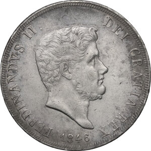 obverse: Italy .  Ferdinando II di Borbone (1830-1859). AR Piastra 1846, Napoli mint