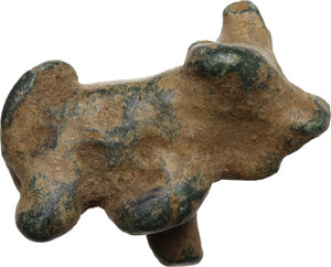 reverse: Bronze bull shaped idol.  Eealy roman period.  27 x 21 mm