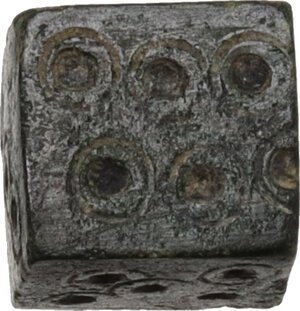 obverse: Bronze dice.  Roman empire, 1st-3rd century AD.  7 mm. 2.31 g
