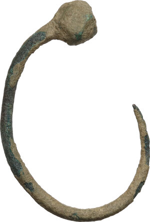 reverse: Bronze fishing hook.  Roman period, 1st-3rd century AD.  30 x 20 mm