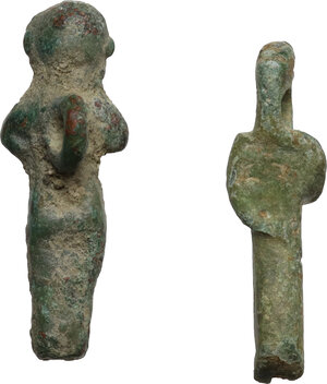 reverse: Lot of 2 votive figures of Arpokrates  Roman period, 1st- 3rd century AD.  H: 25 mm, 27 mm