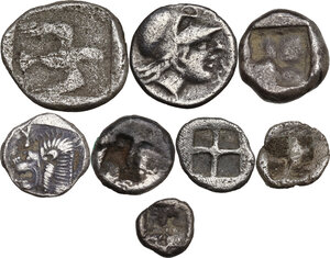 reverse: Greek Asia. Lof of 8 AR denominations, including: Kyzikos, Lampsakos, Ephesos, Abydos and Magensia ad Meandrum