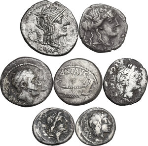 obverse: The Roman Republic. Lot of seven (7) unclassified AR coins
