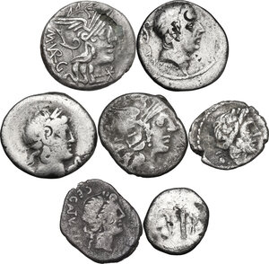 obverse: The Roman Republic. Multiple lot of seven (7) unclassified AR coins