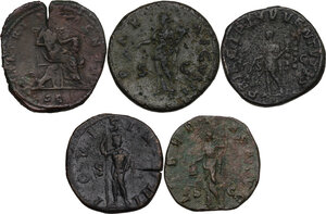 reverse: The Roman Empire.. Multilpe lot of five (5) unclassified AE Sestertii