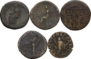 reverse: The Roman Empire.. Multilpe lot offive (5) unclassified AE Sestertii