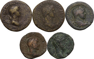 obverse: The Roman Empire.. Multilpe lot of five (5) unclassified AE Sestertii