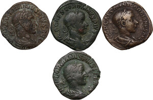 obverse: The Roman Empire.. Lot of 4 AE Sestertii, including: Gordian III and Maximinus Thrax